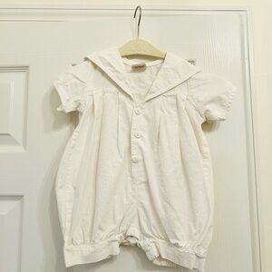 Vintage 2T 100% cotton White Infant Sailor Romper Allison Rose